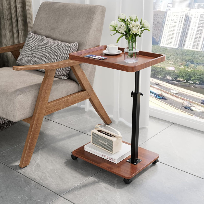 17 Stories C Table End Table Adjustable Height 360 Swivel TV Tray Table For Small Spaces Couch Tables That Slide Under C Shaped Side Tables Living Room And Bedroom For Sofa Bed Chair Snack